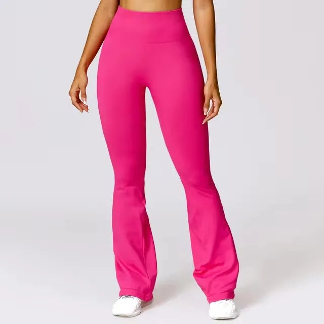 Nahtlose Damen Flare-Leggings – High-Waist Yoga-Hose mit weitem Bein für Sport & Alltag