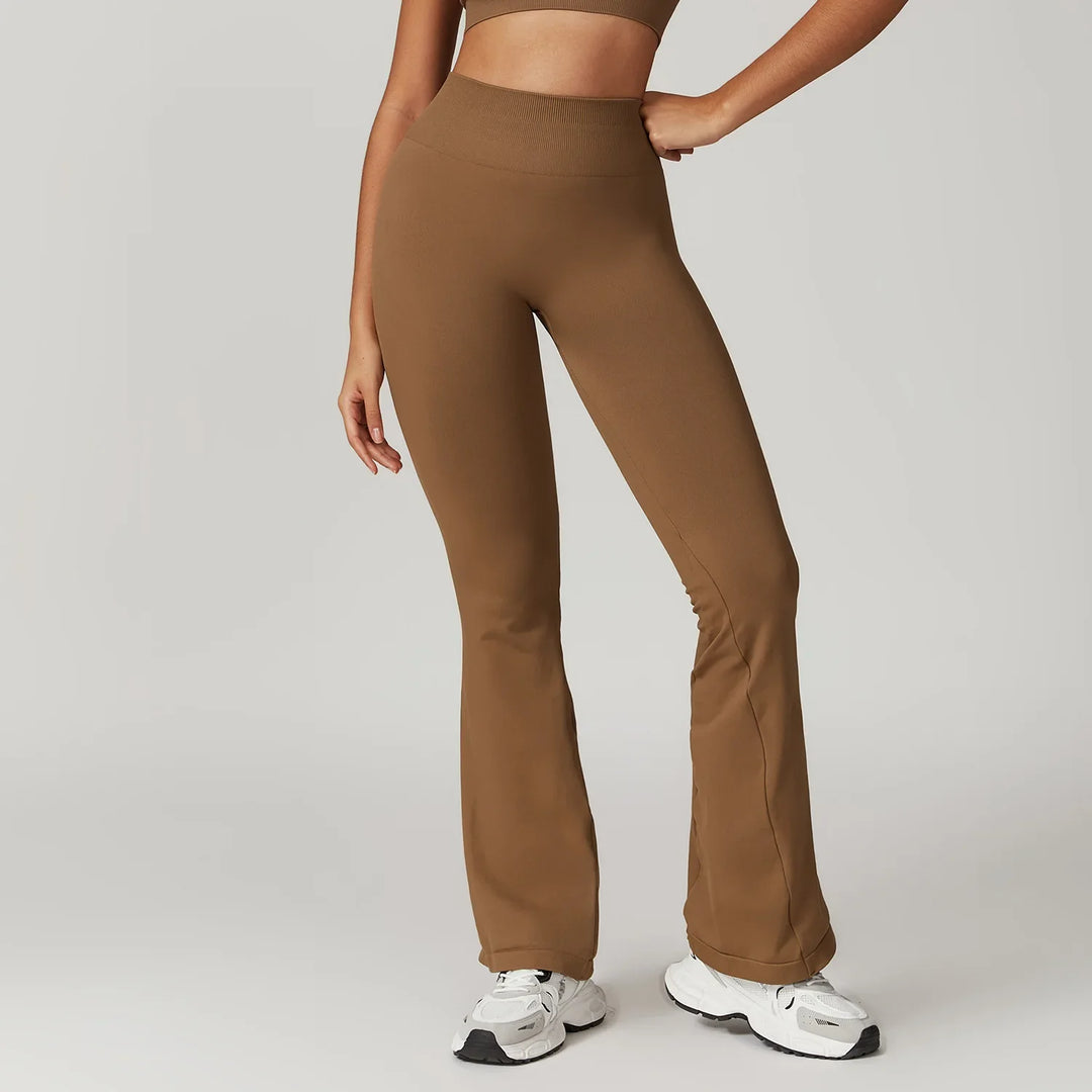 Nahtlose Damen Flare-Leggings – High-Waist Yoga-Hose mit weitem Bein für Sport & Alltag