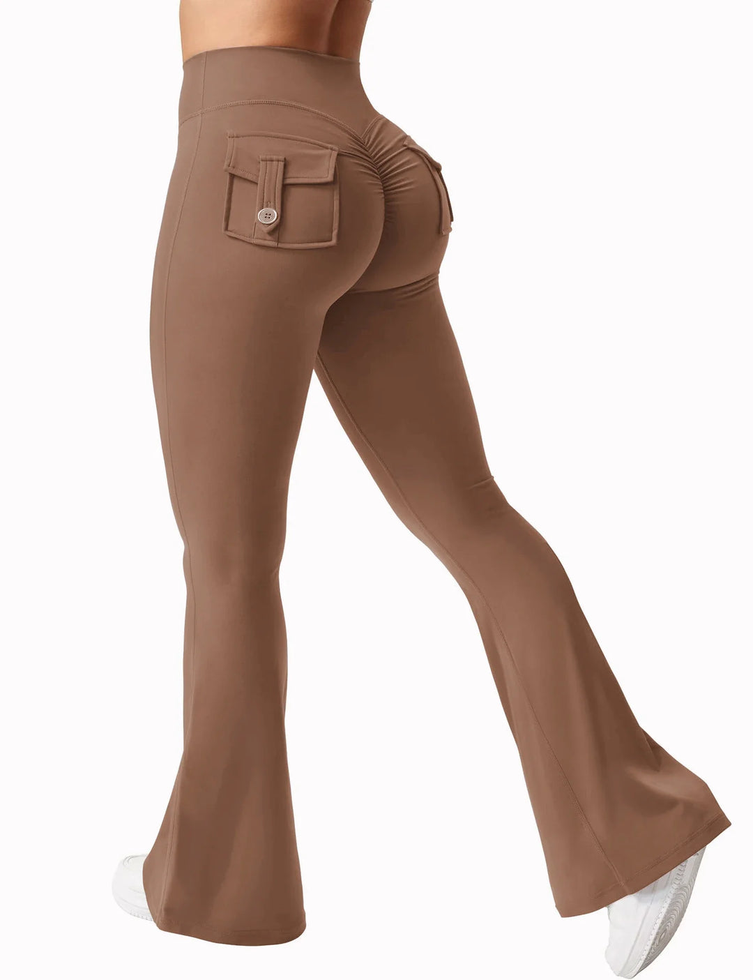 Damen Yoga-Leggings mit weitem Bein – Bootcut, elastisch & figurformend, mit Taschen für Sport & Alltag