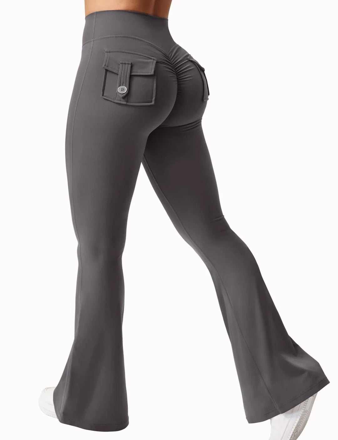 Damen Yoga-Leggings mit weitem Bein – Bootcut, elastisch & figurformend, mit Taschen für Sport & Alltag