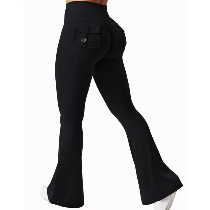 Damen Yoga-Leggings mit weitem Bein – Bootcut, elastisch & figurformend, mit Taschen für Sport & Alltag